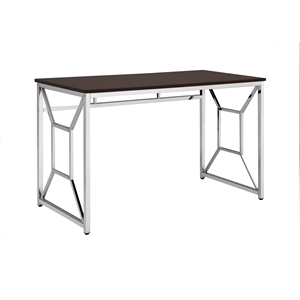 Contemporary Martha Art Desk Of Wooden Espresso & Chrome Color