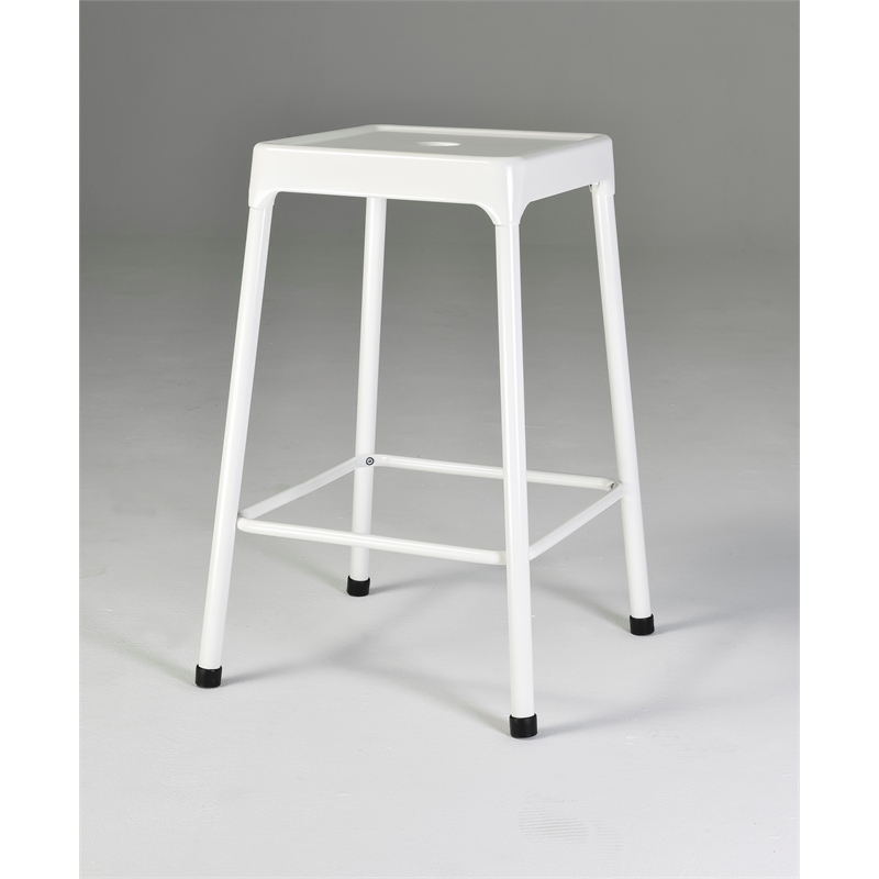 Industrial Farmhouse Monoco Stool With White Metal Powder Coating Color Set of 2