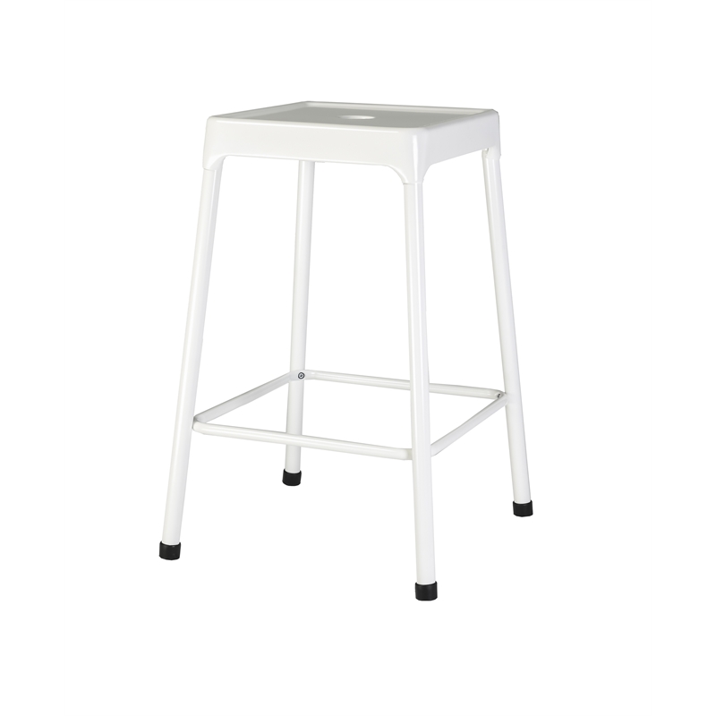 Industrial Farmhouse Monoco Stool With White Metal Powder Coating Color Set of 2
