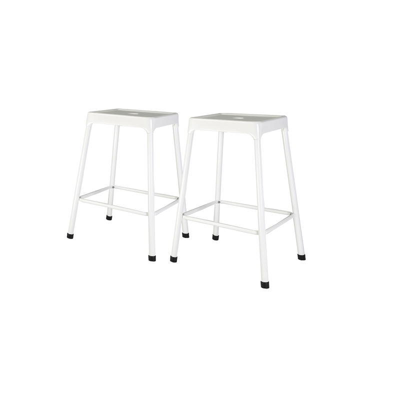 Industrial Farmhouse Monoco Stool With White Metal Powder Coating Color Set of 2