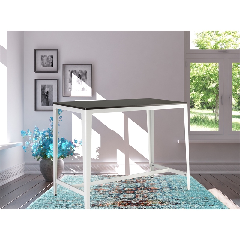 3 Pcs Farmhouse Monoco Counter Height Table Wooden Espresso/Metal White Color