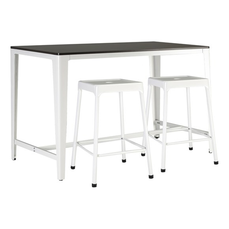 3 Pcs Farmhouse Monoco Counter Height Table Wooden Espresso/Metal White Color