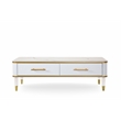 Modern White/Gold tone Sintered Matte Stone Top Coffee Table W/ Drawer