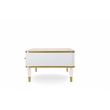 Modern White/Gold tone Sintered Matte Stone Top Coffee Table W/ Drawer