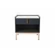 Modern White/Grey Night Stand Stone Tabletop & Gold Frame