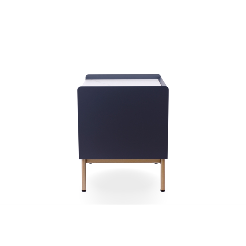 Modern White/Grey Night Stand Stone Tabletop & Gold Frame