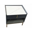 Modern White/Grey Night Stand Stone Tabletop & Gold Frame
