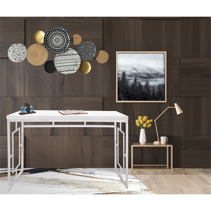 Modern Contemporary Glossy Writing Desk In White