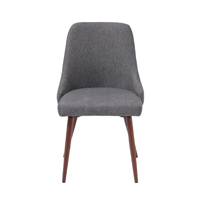 Oslo Mid Century Upholstery Dining Chair In Gray Set of 2