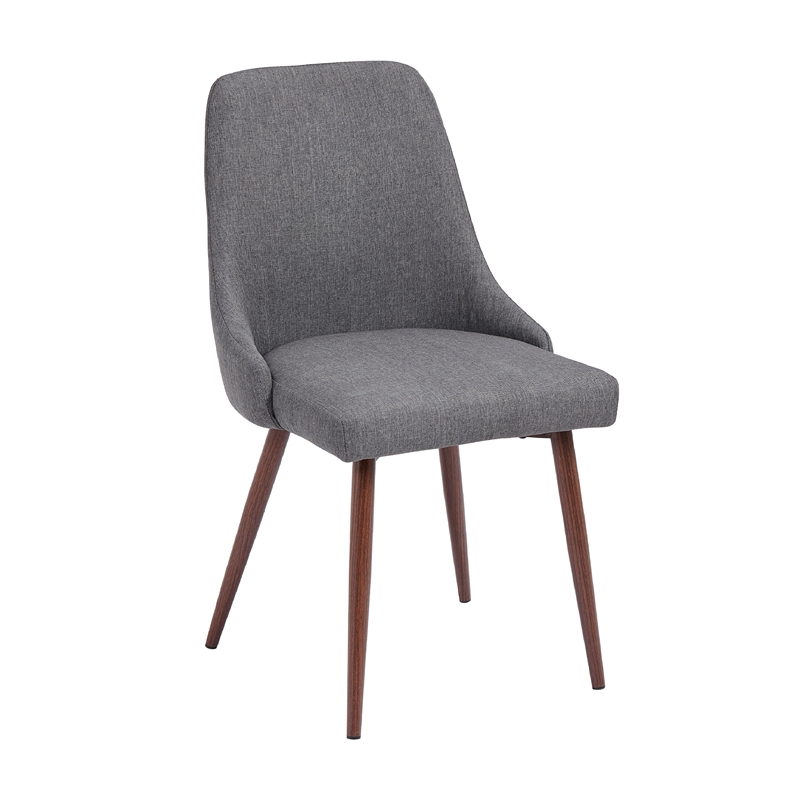 Oslo Mid Century Upholstery Dining Chair In Gray Set of 2