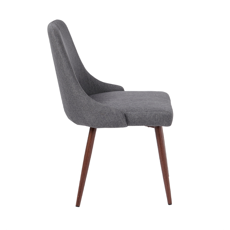Oslo Mid Century Upholstery Dining Chair In Gray Set of 2