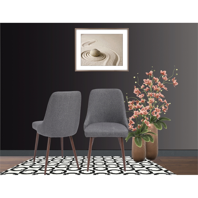 Oslo Mid Century Upholstery Dining Chair In Gray Set of 2