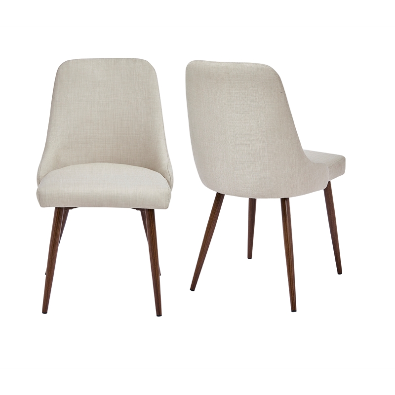 Oslo Mid Century Upholstery Dining Chair In Beige Set of 2