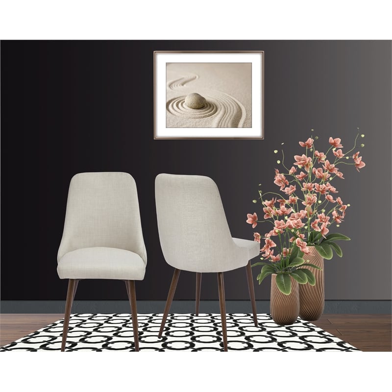 Oslo Mid Century Upholstery Dining Chair In Beige Set of 2