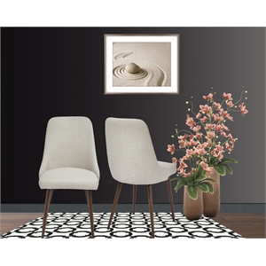 Oslo Mid Century Upholstery Dining Chair In Beige Set of 2