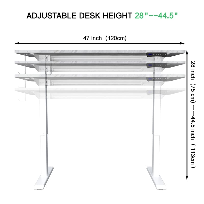 Electric Power Adjustable Height Standing Desk In White