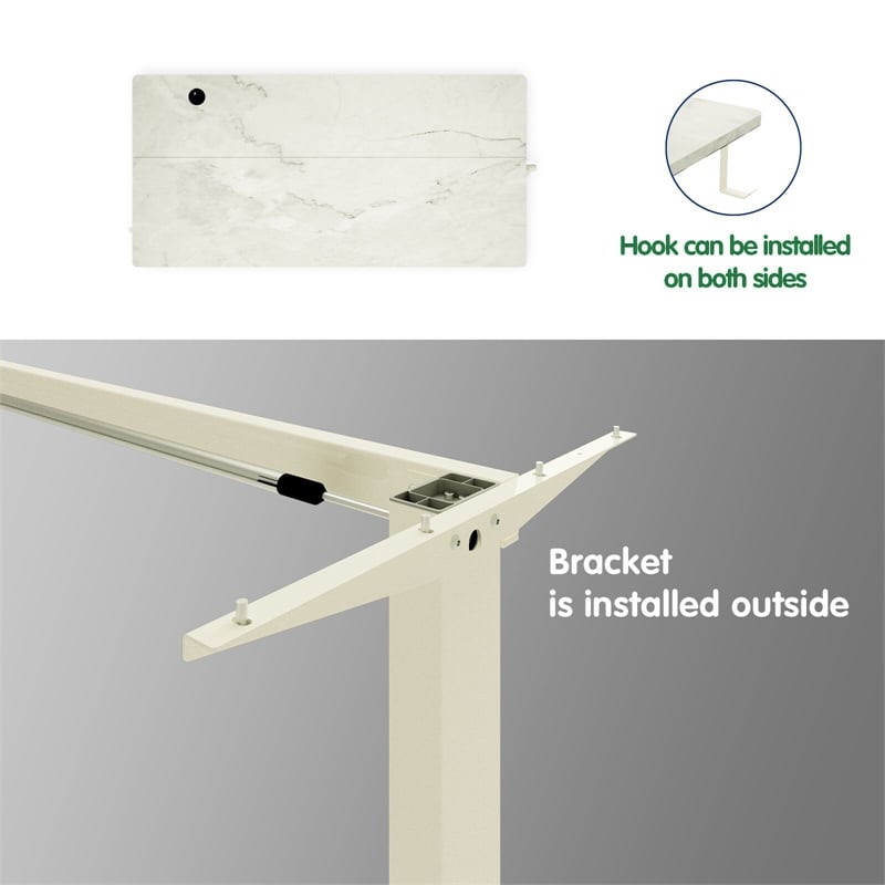 Electric Power Adjustable Height Standing Desk In White