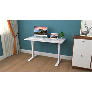 electric power adjustable height standing desk in white