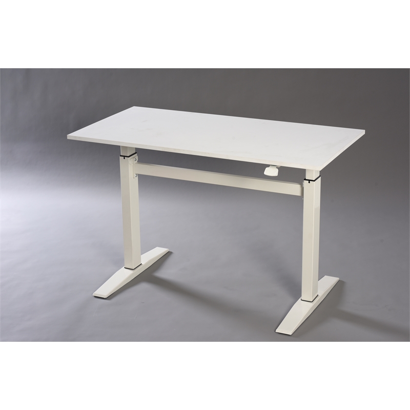 Adjustable Height Standing Office Desk  MDF Melamine Top In White Color
