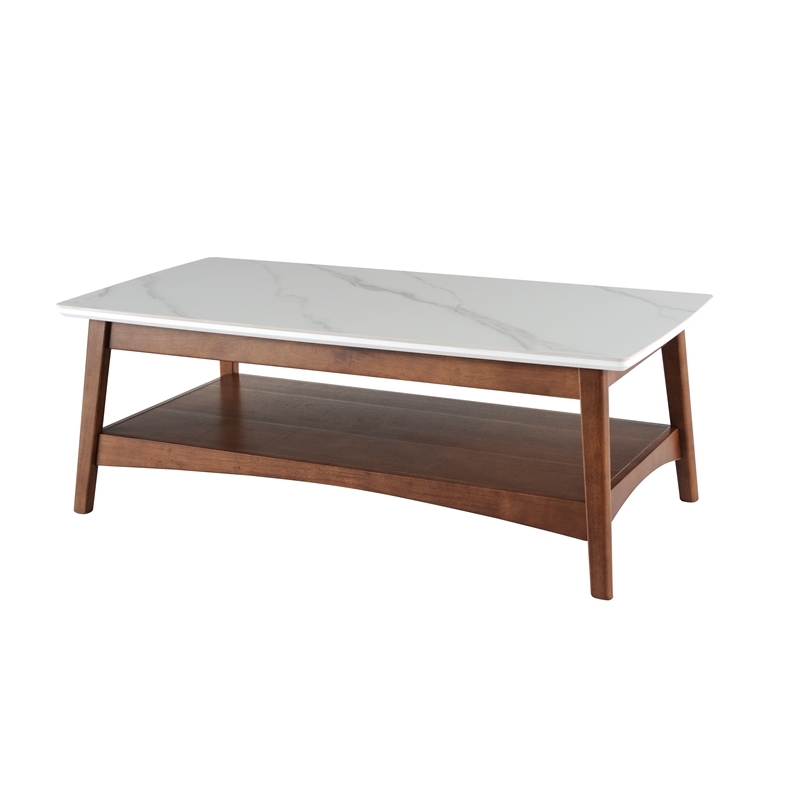 Luca Mid- Century Coffee Table Sintered Stone & Wooden Frame