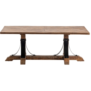 crestview collection wood trestle base coffee table in natural brown