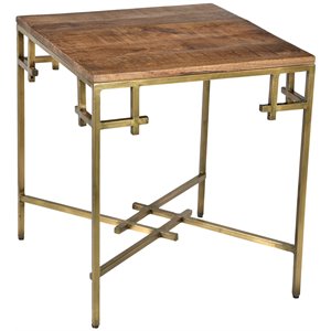 crestview collection iron and wood corner end table in antique brass