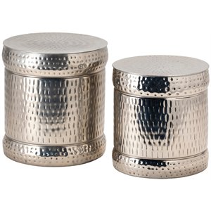 crestview collection preston set of 2 metal outdoor stools in silver