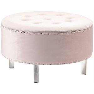 evolution by crestview collection magnolia wood storage stool in pink