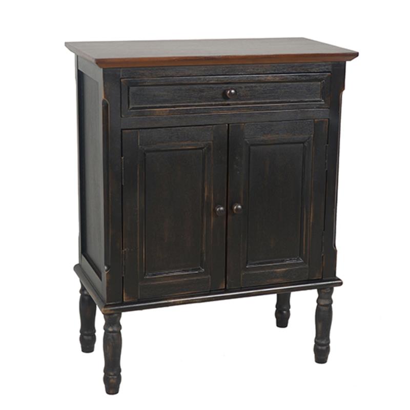 Crestview Collection Marlowe Distressed Wood Accent Table in Black