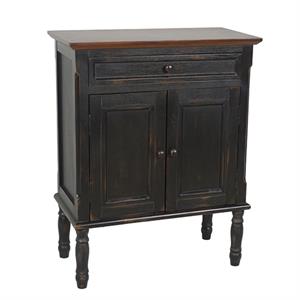 crestview collection marlowe distressed wood accent table in black