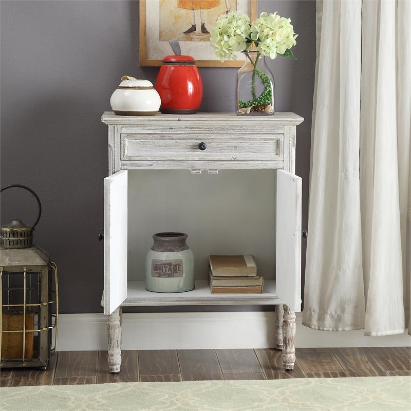Crestview Collection Marlowe Distressed Wood Accent Table in White