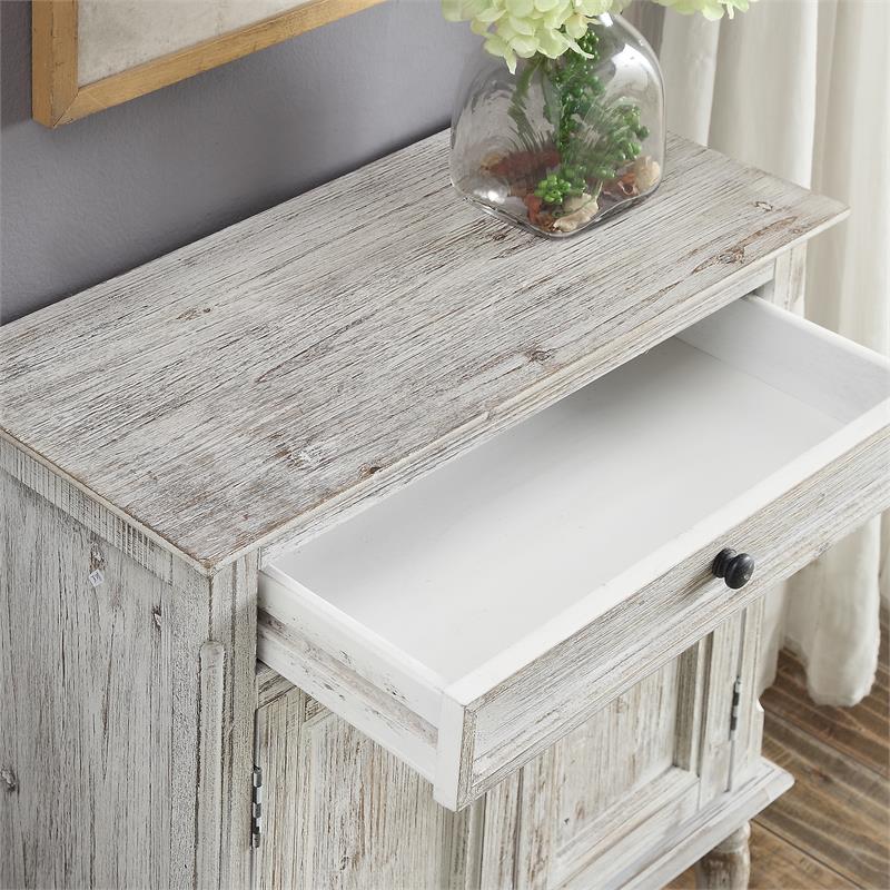 Crestview Collection Marlowe Distressed Wood Accent Table in White