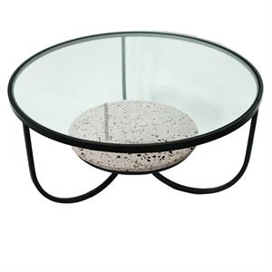 evolution by crestview collection marisol metal terrazzo coffee table in black
