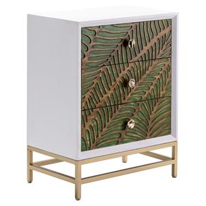 evolution by crestview collection jungle leaf 3 drawer cabinet in white