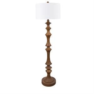 evolution by crestview collection caleb resin wood floor lamp in brown
