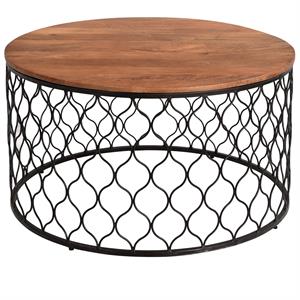 crestview collection jonathan wood & metal coffee table in black & brown