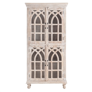 crestview collection bengal manor wood cathedral design 4 door cabinet in tan