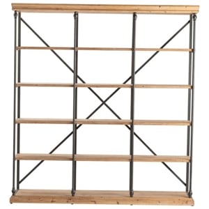 la salle metal and brown wood 3 section bookshelf -  4 shelf &  etagere