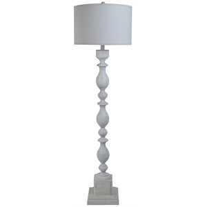 crestview collection cast resin wood post floor lamp in white