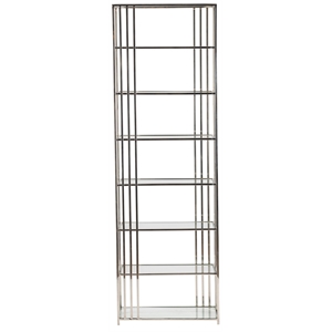 drexel metal and glass etagere silver metal