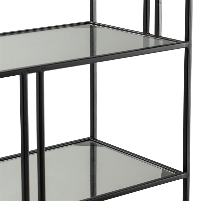 Berkley Metal and Glass Etagere Black Metal | Cymax Business