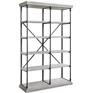 hanover metal and white wood bookshelf 48x17x76