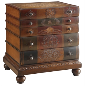 library 5 drawer chest brown wood 23.25x19.5x26.75 traditional style