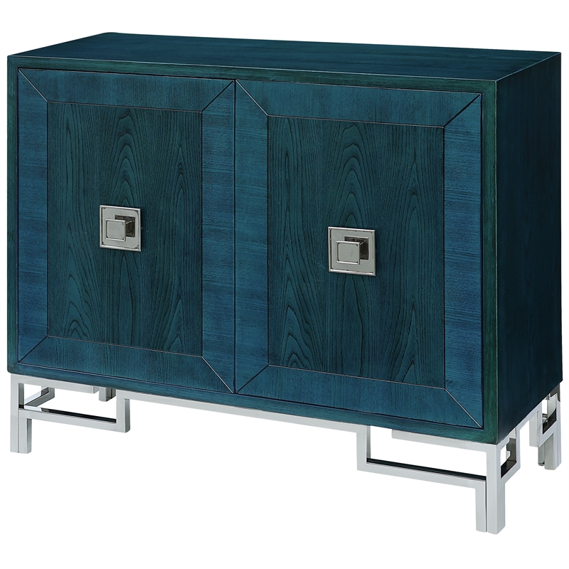 Cobalt Blue 2 Door Cabinet Brushed Nickel Hardware Blue Wood