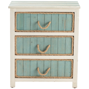 south shore blueish gray and white 3 drawer rope accent chest green wood