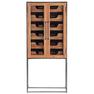 bengal manor tall glass and metal wine cabinet gray wood