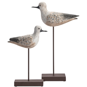 coastal bird statues white wood l)11 x 3.5 x 18