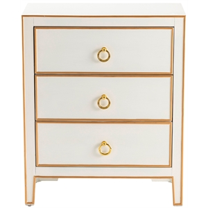 phoebe white and gold 3 drawer chest white wood