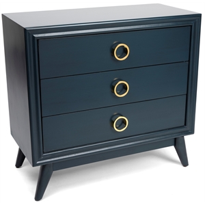 pomeroy indigo 3 drawer chest with gold hardware blue wood