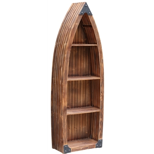 mountain view rustic wood canoe 3 shelf bookcase brown wood